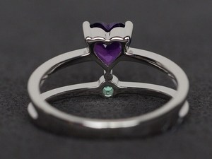 Anillo de Amatista con Doble Banda y Corte Corazón, Anillo de Compromiso de Plata Esterlina con Gema Púrpura, Joyería de Piedra de Nacimiento de Febrero - Product Image 4