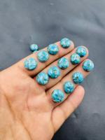Turquoise bleue naturelle ronde de 12 mm, cabochon en pierre précieuse, pierre lâche à matrice bleue lisse pour bague, pendentif, boucles d'oreilles, bijoux