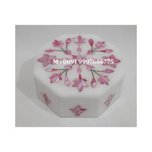 Nouvelle conception et travail artisanal attrayant en marbre blanc avec incrustation de nacre, motif floral, boîte à bijoux pour les fêtes - Product Image 5