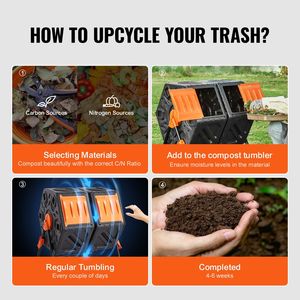 37-Gal bicchierino di compostaggio a camera doppia BPA-Free telaio in acciaio compostiera Bin 2 porte scorrevoli per aeratori Compost ad alto Volume per - Product Image 6