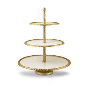 New Pattern Arrival High Grade Gold Plated Edges & <b>Stand</b> With White Color <b>3</b> <b>Tier</b> Luxury <b>Cake</b> <b>Stand</b> Wedding & Party <b>Cake</b> Display - Product Image 1
