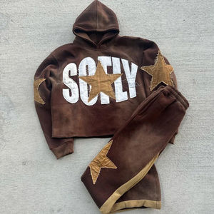 Sudaderas con Capucha y Pantalones Deportivos Extra Grandes para Hombre, Personalizados al por Mayor, con Bordado y Parches Desgastados, Talla Grande, 2026 - Product Image 5