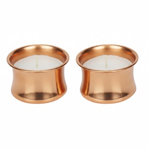 Juego de 2 Portavelas Redondos de Diseño Moderno con Acabado en Hierro y Cobre, Maceta de Metal de Cobre Martillado para Decoración del Hogar al Precio Más Bajo - Product Image 3