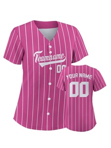 Women's Custom Team Baseball Jersey Heat-Transfer Printed 100% Polyester Short Sleeve <b>Button</b> Front Sports Top - Product Image 4