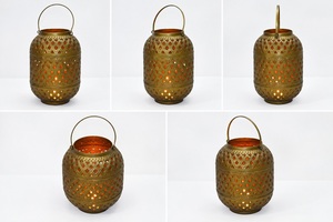 Lanterne en métal décorative pour la maison et l'extérieur, style antique, pour suspendre dans le jardin, porte-bougie, mini lanternes en métal pour la maison - Product Image 5