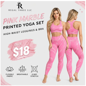 Women Sublimation Printed Yoga 2 Piece <b>Set</b> Racerback Bra Women High Waist Gym Fitness Legging <b>Ladies</b> Dry Printed Compression <b>Set</b> - Product Image 1