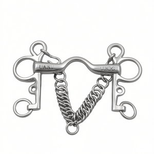 Mors Pelham en acier inoxydable pour chevaux, double rênes, durable, résistant à la rouille, mors d'entraînement équestre avec chaîne de rênes - Product Image 2
