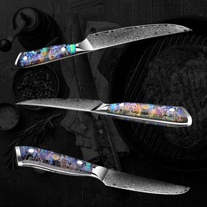 Handmade Modern Forged Extra <b>Sharp</b> Steak <b>Knife</b> Damascus Steel Blade 6-7.9in Length Ambidextrous Resin Handle 3.0mm Thickness - Product Image 6