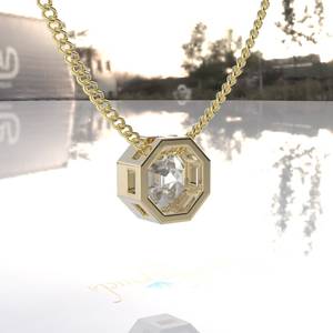 Octagon Cut Geometric Moissanite <b>Pendant</b> 14K <b>Gold</b> 2.8CT Luxury Necklace for Unisex - Product Image 5