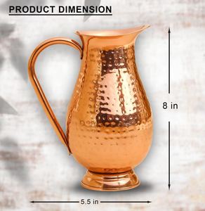 Ensemble de carafes en cuivre pour l'hydratation hivernale en intérieur, service d'eau en métal avec verres, durable, réutilisable, vaisselle de cuisine et de salle à manger - Product Image 1