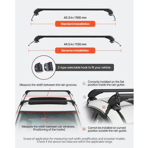 Barre Portatutto Universali per Tetto Piatto, Barre Rialzate/Barre a Filo/Modanature Nere, Capacità 75 kg, Portapacchi Auto - Product Image 5