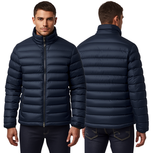 Custom Unisex Hooded Breathable Lightweight Puffer <b>Jacket</b> with Canvas Fabric Premium Quality Winter Outerwear - Product Image 4