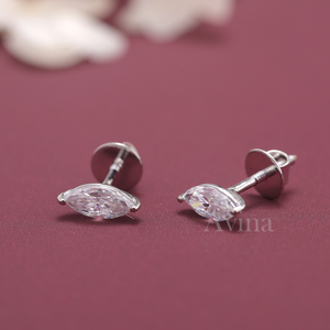 IGI Certified Lab Grown Diamond Marquise Stud <b>Earrings</b> 9K White / Yellow & Rose Gold Screw <b>Back</b> Solitaire Diamond <b>Earrings</b> - Product Image 2