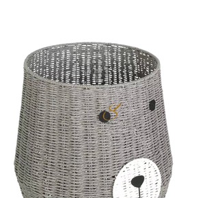 Modern Grey Bear Wicker Storage <b>Basket</b> <b>with</b> <b>Lid</b> Handcrafted Animal Toy Hamper Creative Decorative Bin Nursery Kid - Product Image 5