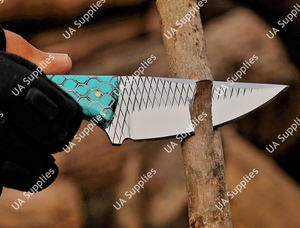 Cuchillo de caza y camping de hoja fija de 7 pulgadas, hecho a mano, con mango ergonómico de panal de abeja de aspecto moderno, OEM/ODM - Product Image 5