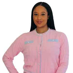 Cardigan rose pour femme, boutonné, en maille, à manches longues, coupe ajustée, décontracté, pour le bureau, vente en gros OEM en vrac - Product Image 5