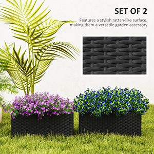 Set di 2 Vasi da Fiori Sospesi Neri Effetto Rattan da 20 Pollici con Ganci e Fori di Drenaggio per Accessori da Recinzione - Product Image 4