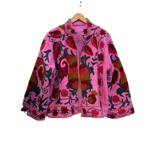 Wholesale Suzani Embroidery <b>Short</b> Quilted <b>Jacket</b> for Women Elegant Coat Beach Wear and Winter Dress Gift for Her - Product Image 1