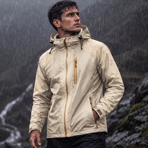 Chaqueta Impermeable para Hombre, Talla Grande, con Capucha y Cremallera, Cortavientos, Chaqueta Informal de Poliéster para Otoño - Product Image 2