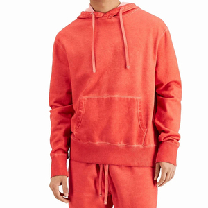 Conjuntos de dos piezas de alta calidad: Sudadera con capucha y pantalones cortos de color liso, corte holgado, lisos, con efecto lavado ácido, para hombre. - Product Image 3