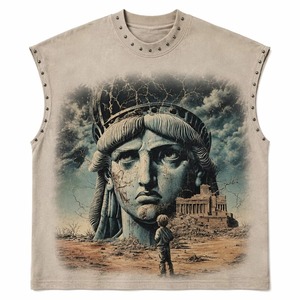 Camiseta sin Mangas Personalizada con Pedrería, 100% Algodón, Ecológica, Tela Suave, Unisex, Ropa Urbana, Venta al Por Mayor OEM - Product Image 1