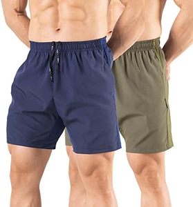 Men's Quick Dry Running Shorts Solid Color Elastic Waist Sporty Short Shorts for Fitness Workout Gym Training - Product Image 2