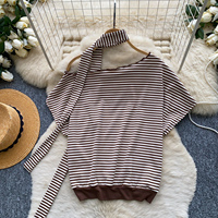 Blusas Casuales de Verano de Manga Corta para Mujer, Camisas a Rayas, Tops Casuales para Mujer, Ropa al por Mayor