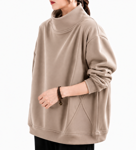เสื้อพูลโอเวอร์คอเต่าสีอ่อนพิมพ์โลโก้ตามสั่ง ขายดี ผ้าถักเนื้อนุ่ม ระบายอากาศได้ดี เป็นมิตรต่อสิ่งแวดล้อม ไม่บุซับใน - Product Image 4