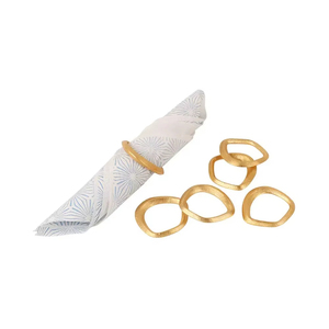 Porte-serviettes abstrait finition or premium, style artisanal contemporain pour banquets, anneaux à serviettes dorés décoratifs - Product Image 1