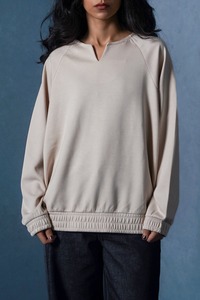 Sudadera Oversize de Mujer de Color Liso con Hombros Caídos, Cuello Redondo, Manga Larga, Tejida 100% Algodón, Cortavientos y Ecológica - Product Image 1