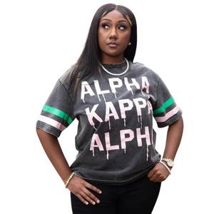 AKA <b>Drip</b> Boxy Tee Vintage Washed Black Oversized Fit Premium Cotton Streetwear Casual Greek Apparel Stylish - Product Image 1