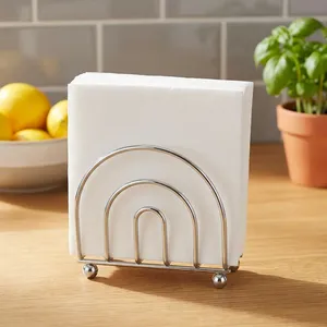 Porte-serviettes en papier, distributeur de mouchoirs pour comptoir de cuisine, table à manger, table de pique-nique, utilisation intérieure et extérieure, finition chromée - Product Image 6