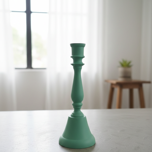 Porte-bougie conique moderne en aluminium coulé, finition mate, couleur turquoise, style nordique minimaliste, pour décoration intérieure, centre de table de mariage et cadeau - Product Image 1