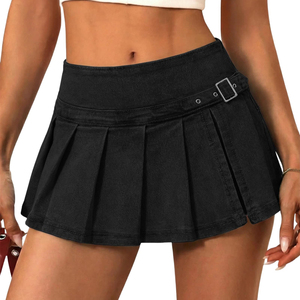 Jupe Courte en Jean Délavé Vintage Taille Haute Coupe Évasée avec Poches Latérales pour Femme 2026 – Style Décontracté Y2K Streetwear Estival - Product Image 1
