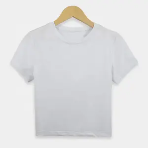 T-shirt graphique ajusté à logo personnalisé pour femme, T-shirts de fitness, Crop tops pour femme - Product Image 4