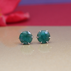 Beautiful Shiny Emerald <b>Stud</b> <b>Earrings</b> 925 <b>Sterling</b> <b>Silver</b> Gemstone <b>Earrings</b> for Women and Girls Wear in Wedding Party's - Product Image 1