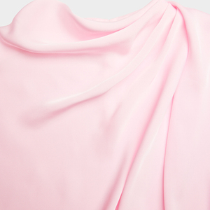 Blusa de mujer sin mangas con cuello drapado, top de lujo de verano de ajuste holgado, tejido elástico, prenda exterior de lujo con cuello alto y manga corta. - Product Image 3