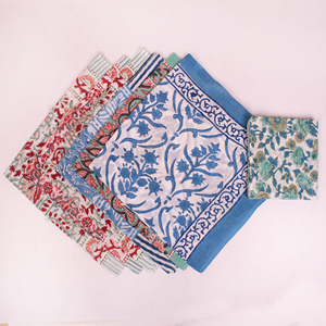 Cotton Block Printed Reversible Square Soft Breathable Outdoor Hiking Cycling & Travel Accessory Handmade Women's <b>Bandana</b> - Product Image 4