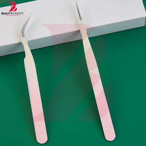 Pinzas para Extensión de Pestañas con Degradado Blanco y Rosa, Pinzas de Acero Inoxidable de Alta Precisión para Volumen de Pestañas con Empaque Premium - Product Image 5