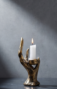 Porte-bougie sculptural en métal doré, design bois de cerf, centre de table rustique pour la maison et la décoration de mariage - Product Image 5