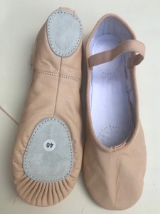 Chaussons de ballet souples pour filles GAF avec empeigne en coton et toile, semelle extérieure en cuir véritable, talon plat - Product Image 4