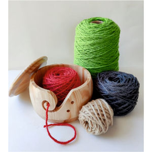 Handmade Premium Wooden Yarn Bowl with Lid & Hole Portable Carved Wood Yarn Holder <b>Storage</b> Organizer Bowl for <b>Knitting</b> Yarn Bowl - Product Image 2