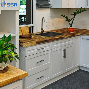 Puertas de Madera Maciza MDF, Estructura de Contrachapado, Gabinetes de Cocina Modulares Pintados de Blanco Ecológicos RTA, Juego Completo Moderno Estilo Shaker - Product Image 4