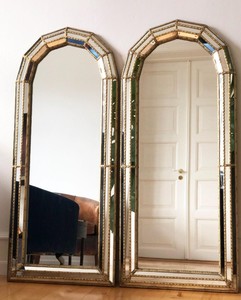 Pair of <b>Large</b> Vintage Venetian Full Length Brass Mirrors – Gold - Product Image 3