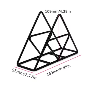 Porte-serviettes géométrique moderne en métal noir pour table à manger, organisateur de papier triangulaire en fil métallique pour cuisine, restaurant, café, maison - Product Image 2