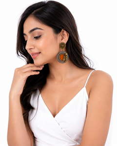 Two Tone Antique Silver Plated Bezel Setting Flower Onyx Bohemia Style Drop Bulk Earrings Engagement Gift Women Wholesale ARTS - Product Image 3
