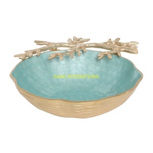 ชามเสิร์ฟพร้อมเคลือบสีเทอร์ควอยส์สำหรับตกแต่งโต๊ะกลางผลไม้ทำมือดีไซน์ไม่เหมือนใคร - Product Image 1