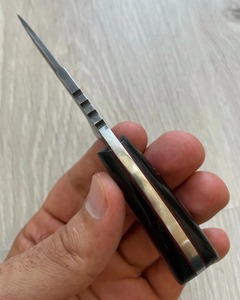 มีดแล่เนื้อ REAL DAMASCUS – ด้ามทำจากเขาสัตว์ – 150 ชั้น – มีดล่าสัตว์/EDC แบบฟูลแทงค์ – ปลอกหนัง - Product Image 3