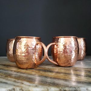 Copper cocktail <b>serving</b> mug <b>set</b> for grand celebration <b>beverages</b> hammered finish metal cups durable reusable <b>serving</b> mugs - Product Image 1