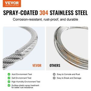 Cavo in Acciaio Inossidabile 304 da 1/8'' x 100 ft, Kit di Corde di Ancoraggio Accessoriezate da 59 Pezzi, Resistenza alla Rottura 650 Libbre, Costruzione a 7 Fili Intrecciati - Product Image 2